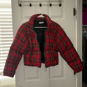 Plaid puffer jacket
